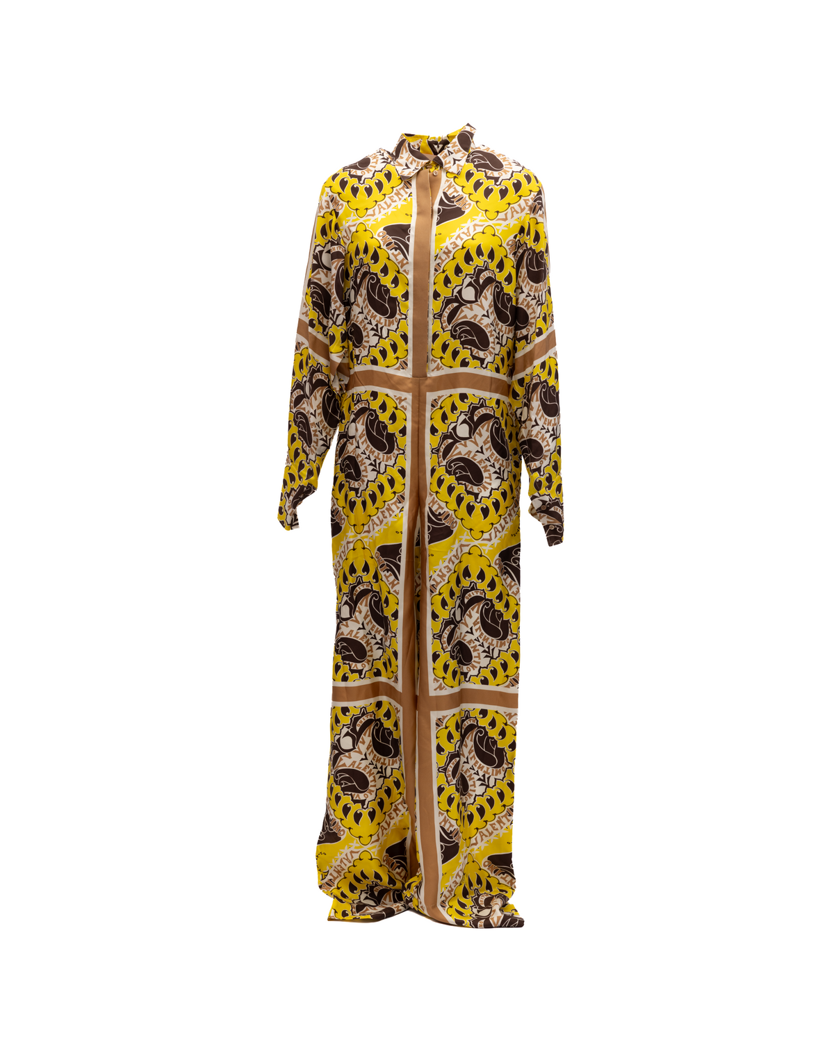 Valentino Garavani Yellow Paisley Print Wide-Leg Jumpsuit