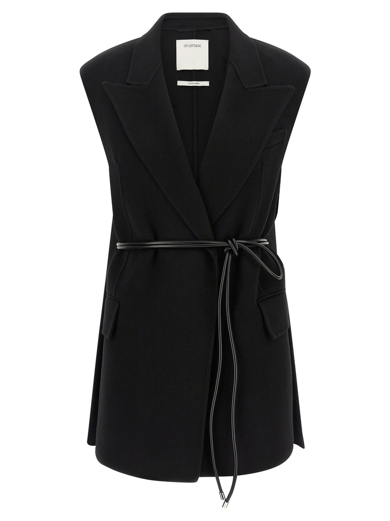 Sportmax SpxRapido Black Wool Sleeveless Blazer