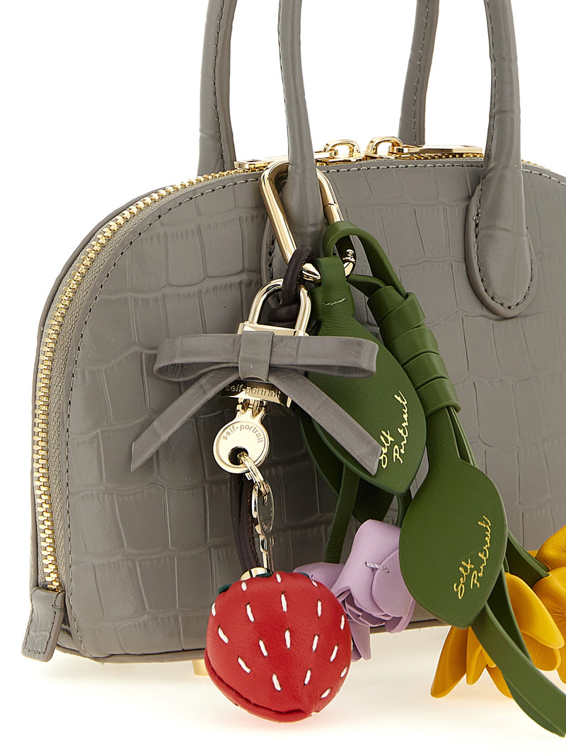 Self-Portrait Gray Cowhide Handbag - Chic Croc Print Design