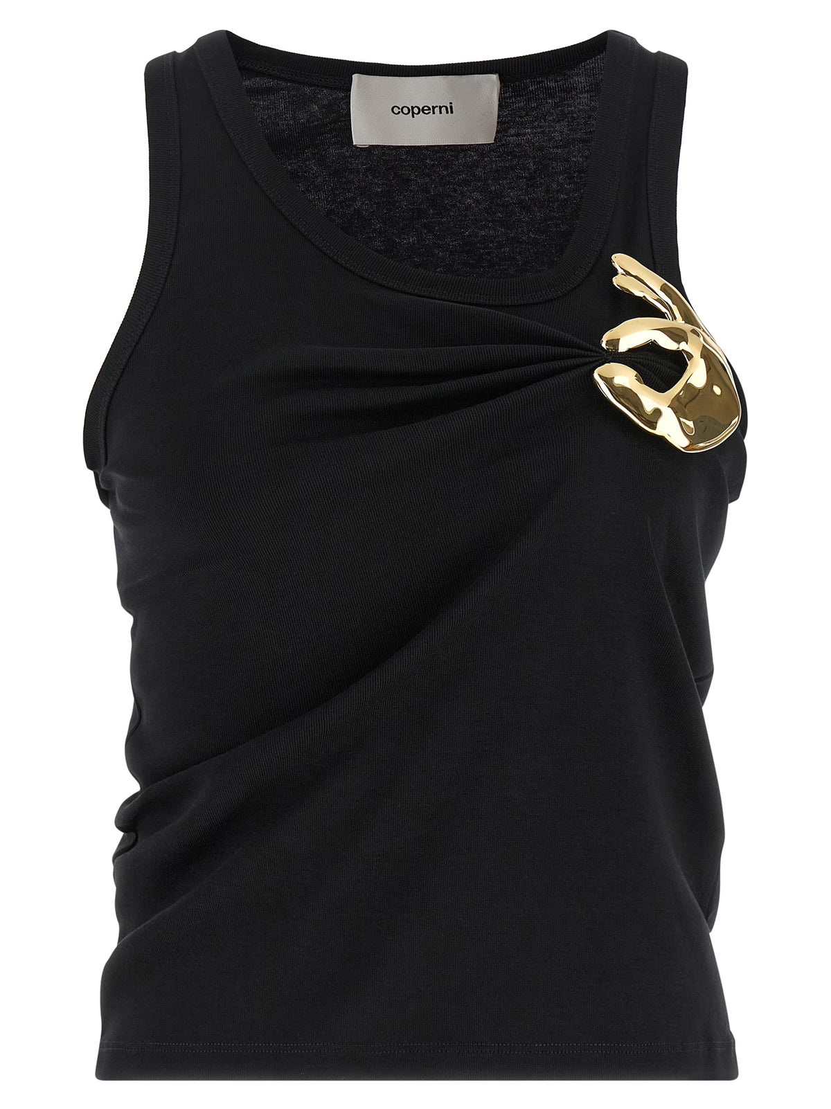 Coperni Black Cotton Tank Top - Emoji Sleeveless Design