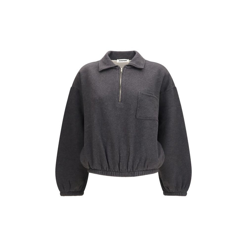 Darkpark Alva Gray Cotton Crop Zip-Up Sweatshirt