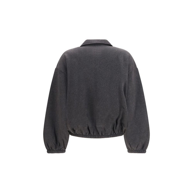 Darkpark Alva Gray Cotton Crop Zip-Up Sweatshirt