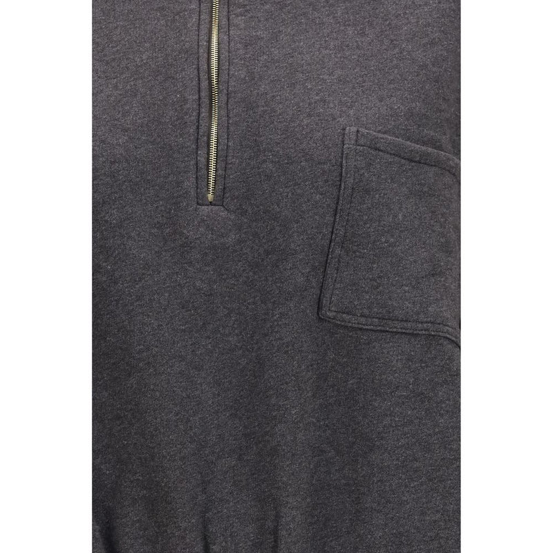 Darkpark Alva Gray Cotton Crop Zip-Up Sweatshirt