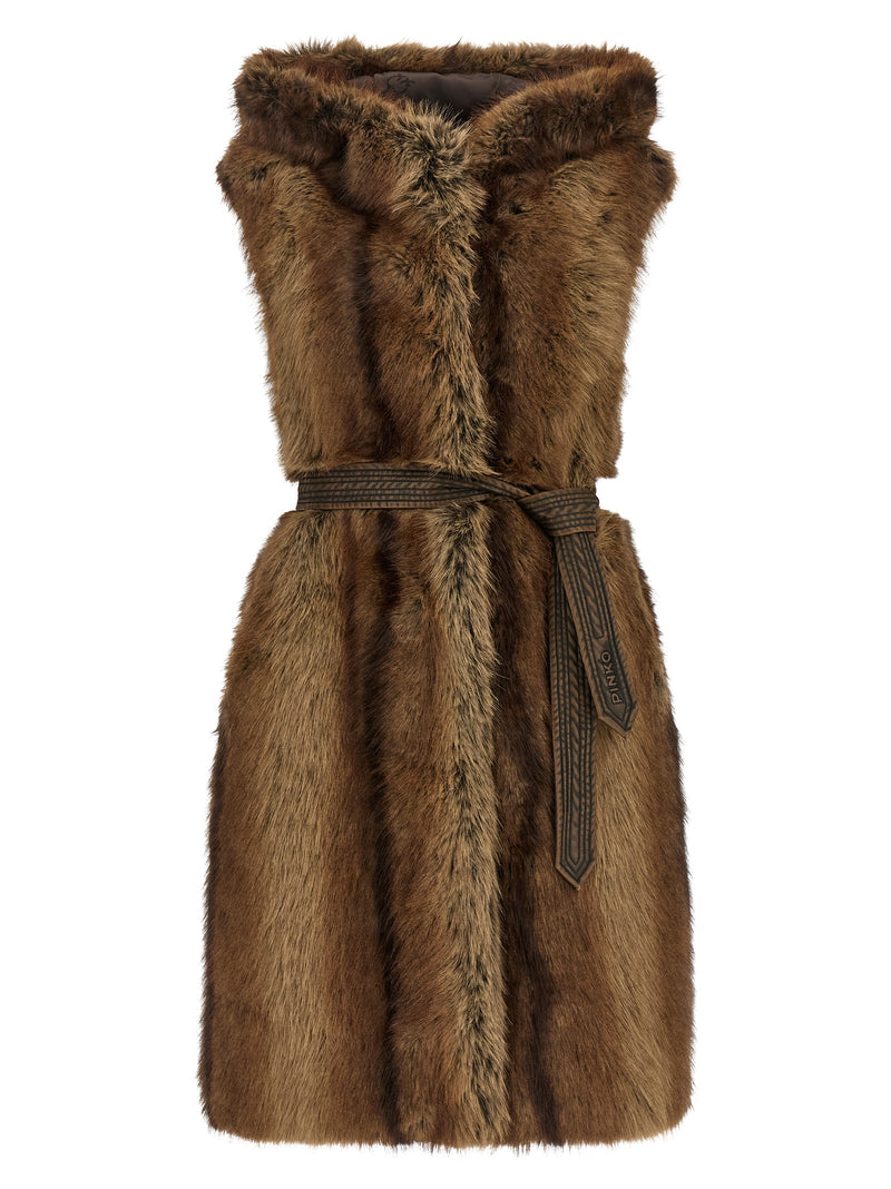 PINKO Galearis Brown Polyester Sleeveless Jacket
