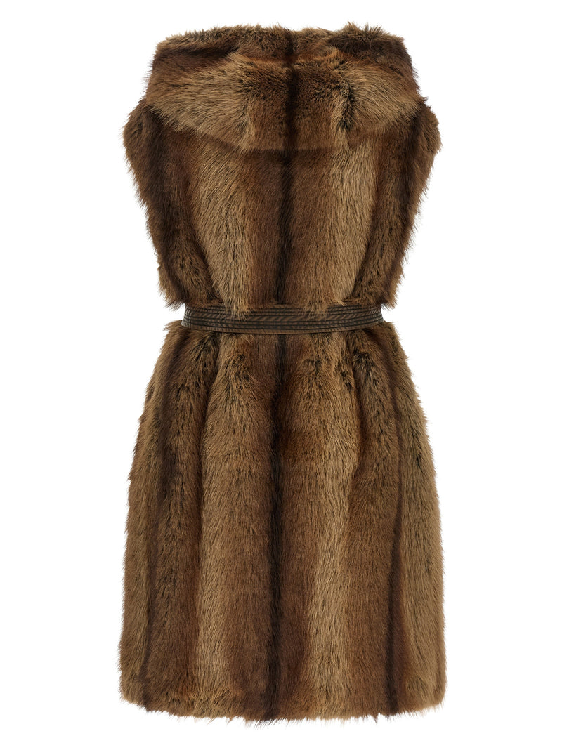 PINKO Galearis Brown Polyester Sleeveless Jacket