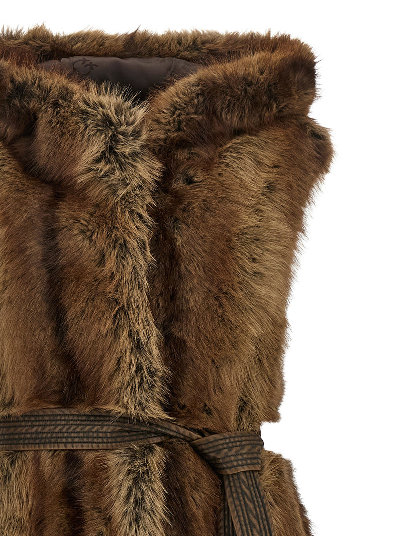 PINKO Galearis Brown Polyester Sleeveless Jacket
