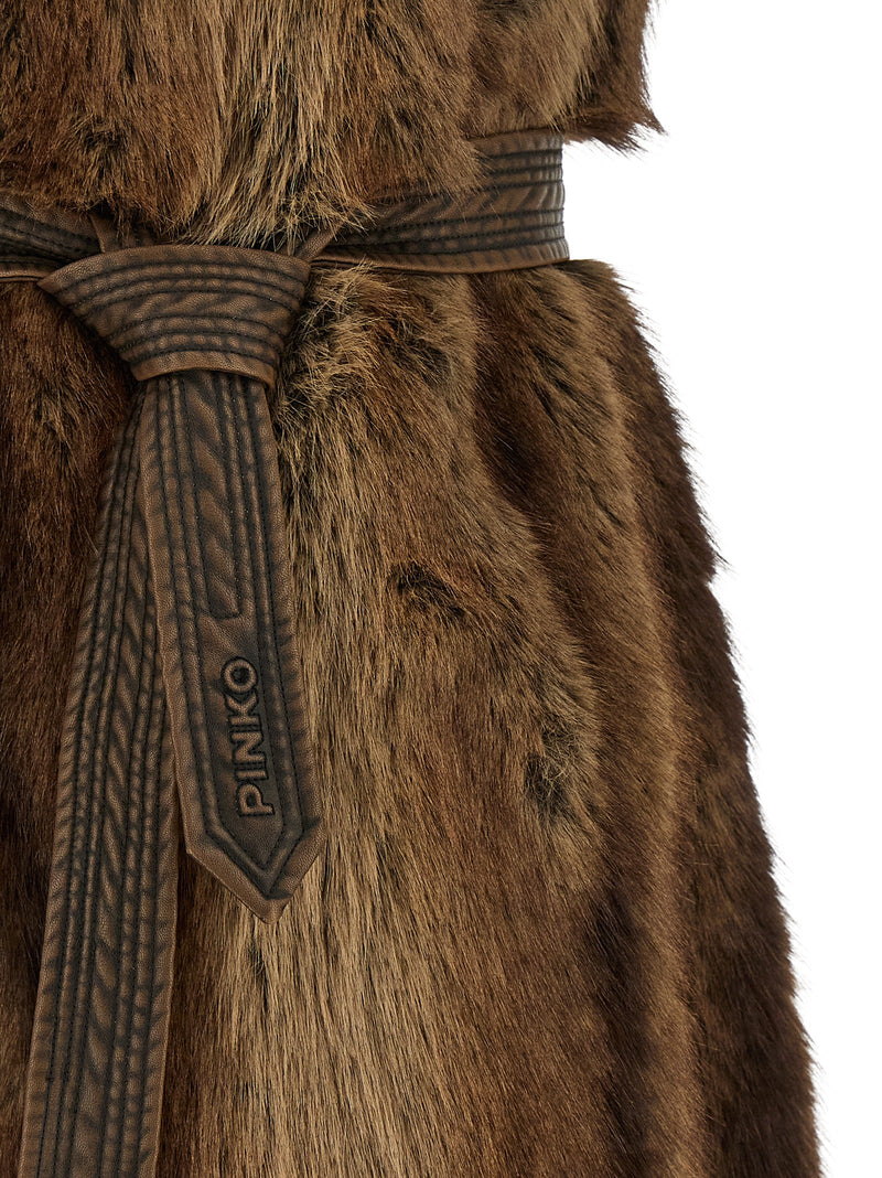 PINKO Galearis Brown Polyester Sleeveless Jacket