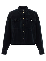 Max Mara Blue Cotton Full-Length Jacket