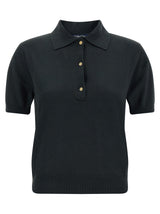 'S Max Mara Black Cotton Polo Shirt