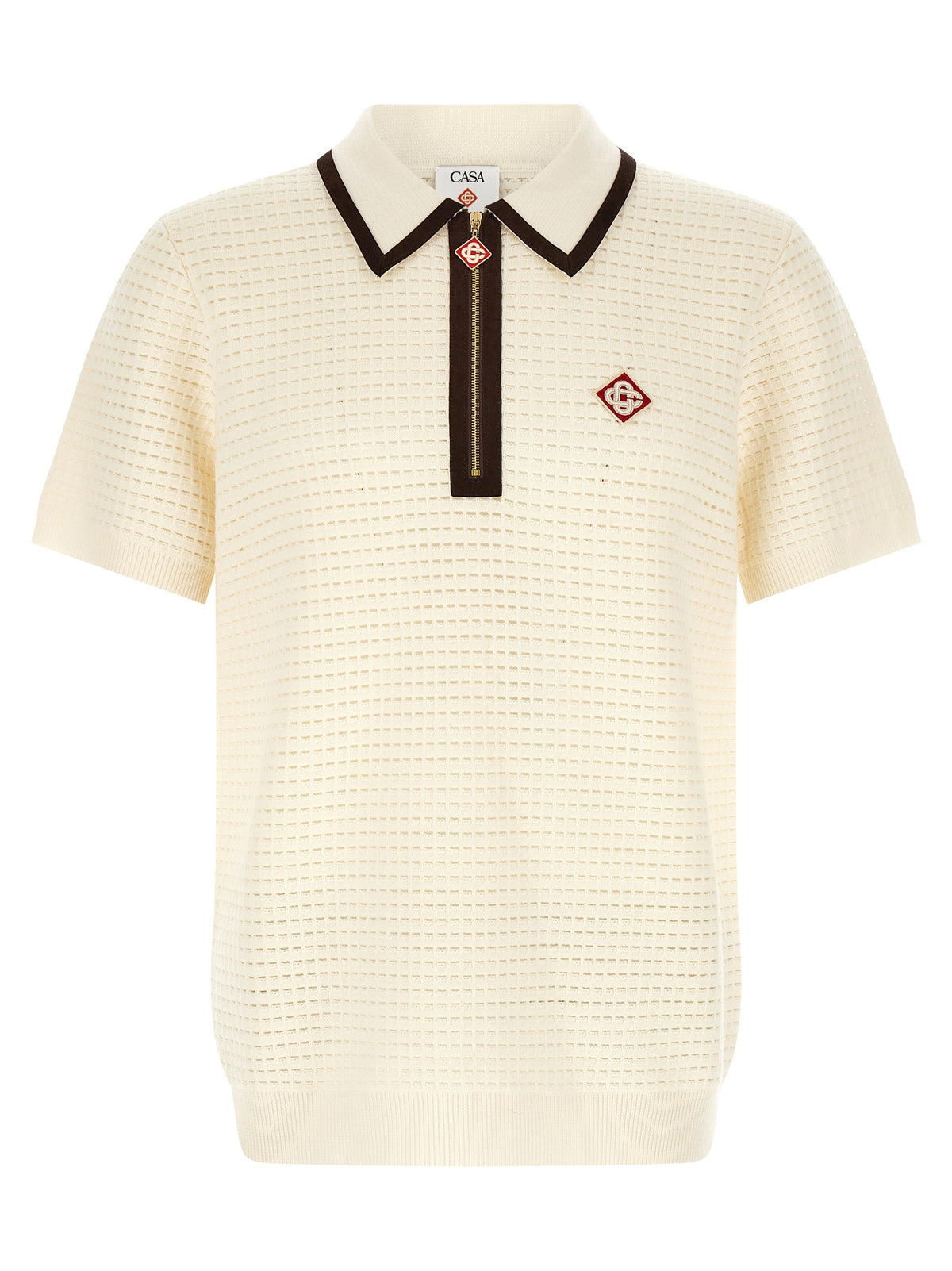 Casablanca White Wool Polo Shirt