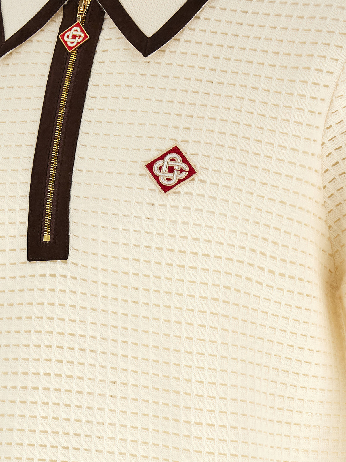 Casablanca White Wool Polo Shirt