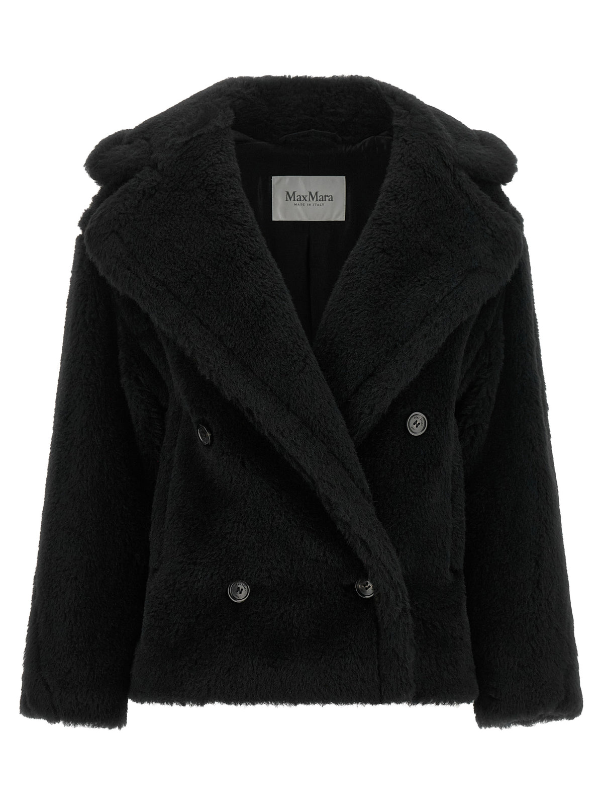Max Mara Black Alpaca Leather Coat