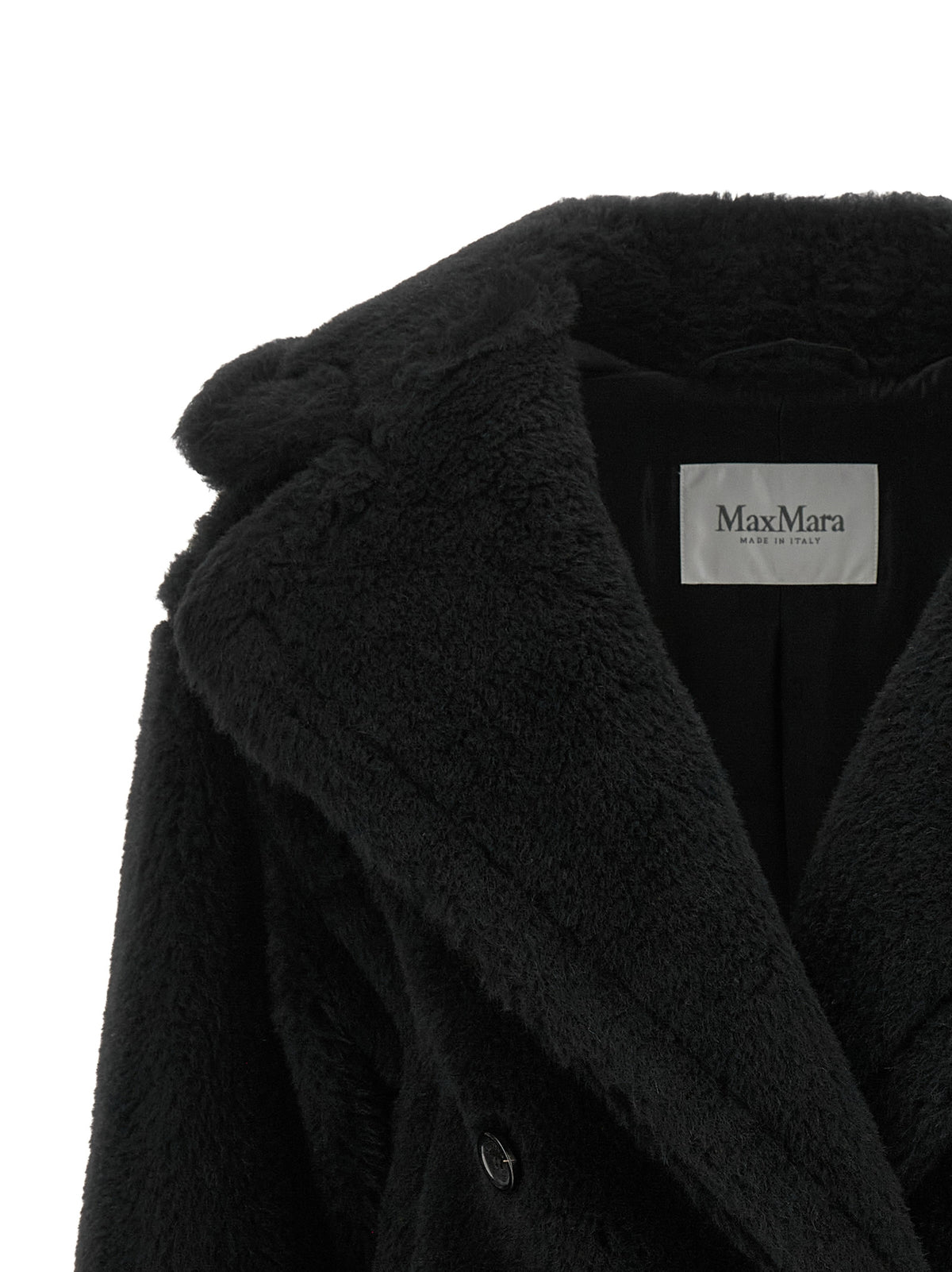 Max Mara Black Alpaca Leather Coat