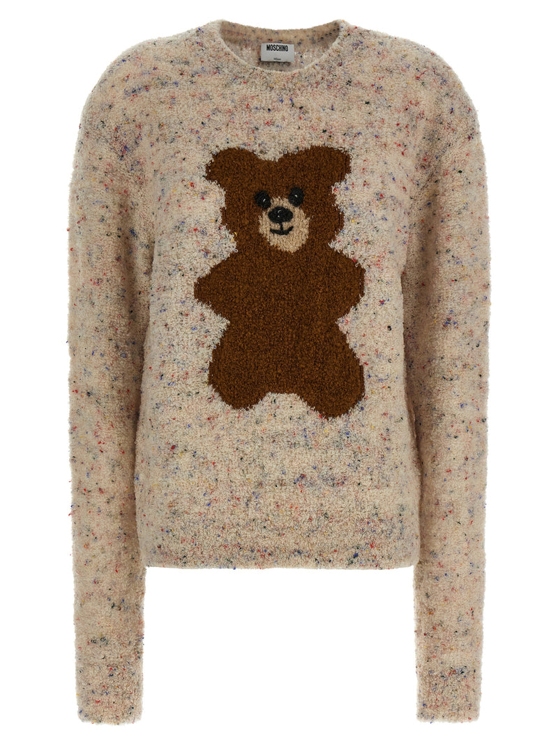 Moschino Multicolor Virgin Wool Cardigan - Iconic Teddy Bear Design
