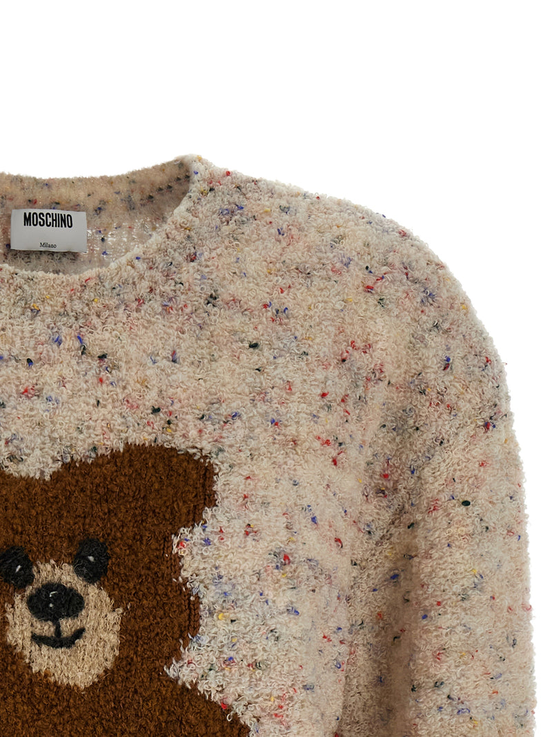 Moschino Multicolor Virgin Wool Cardigan - Iconic Teddy Bear Design
