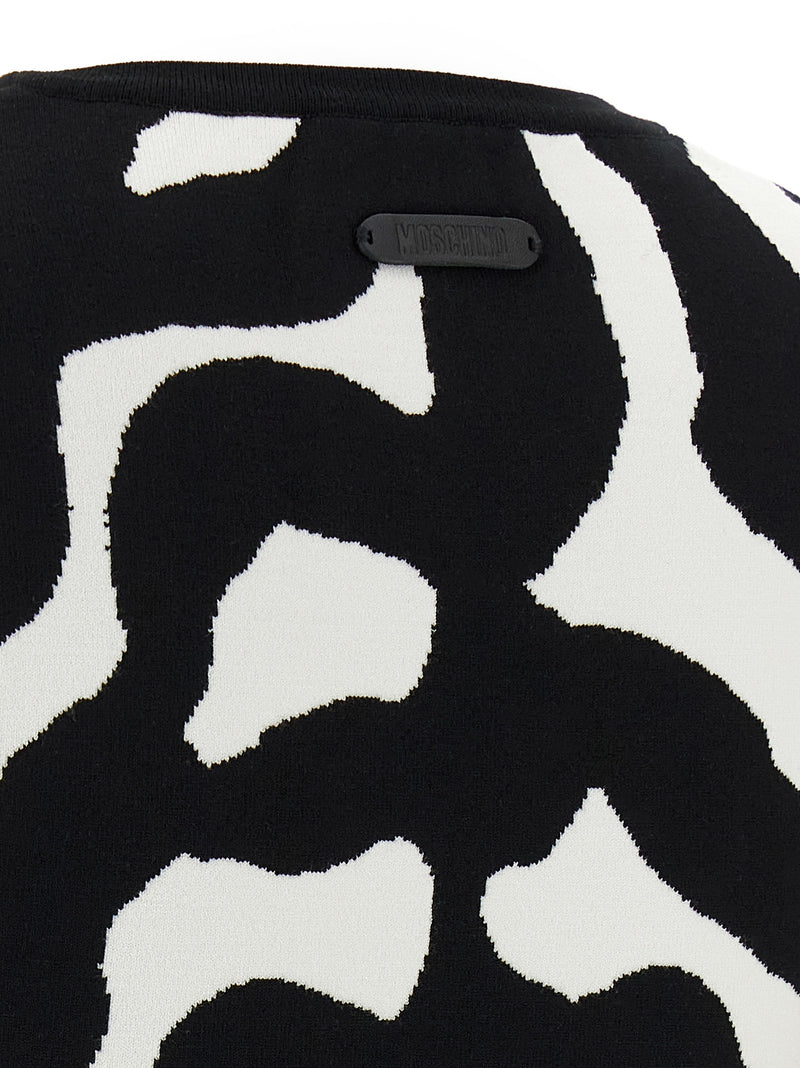 Moschino Black Viscose Cardigan with Zebra Pattern