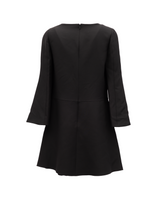 Valentino Garavani Black V-Neck Dress with Flared Sleeves