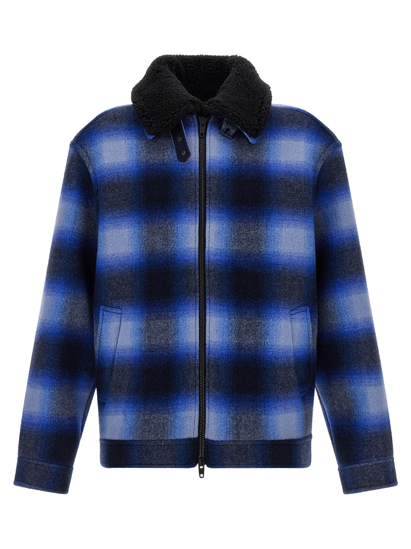 Balenciaga Blue Virgin Wool Bomber Jacket for Men