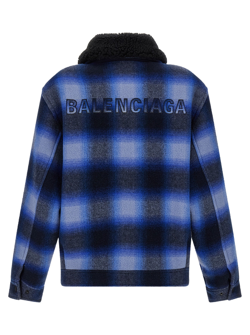 Balenciaga Blue Virgin Wool Bomber Jacket for Men
