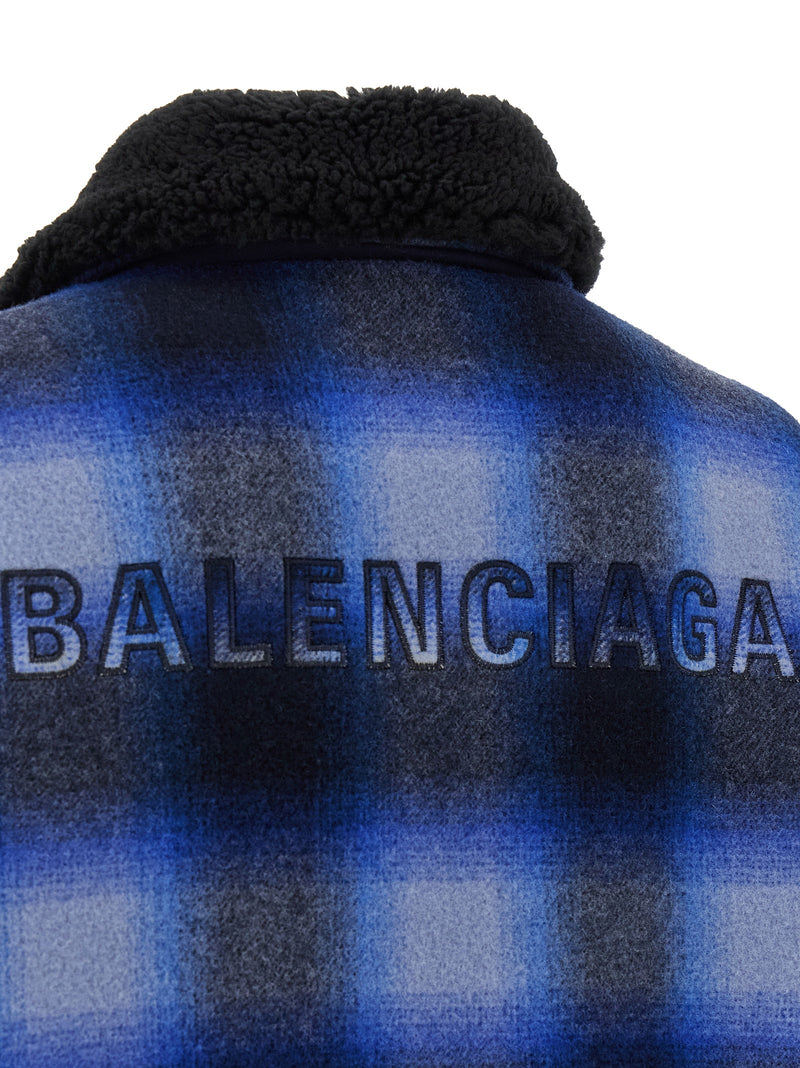 Balenciaga Blue Virgin Wool Bomber Jacket for Men