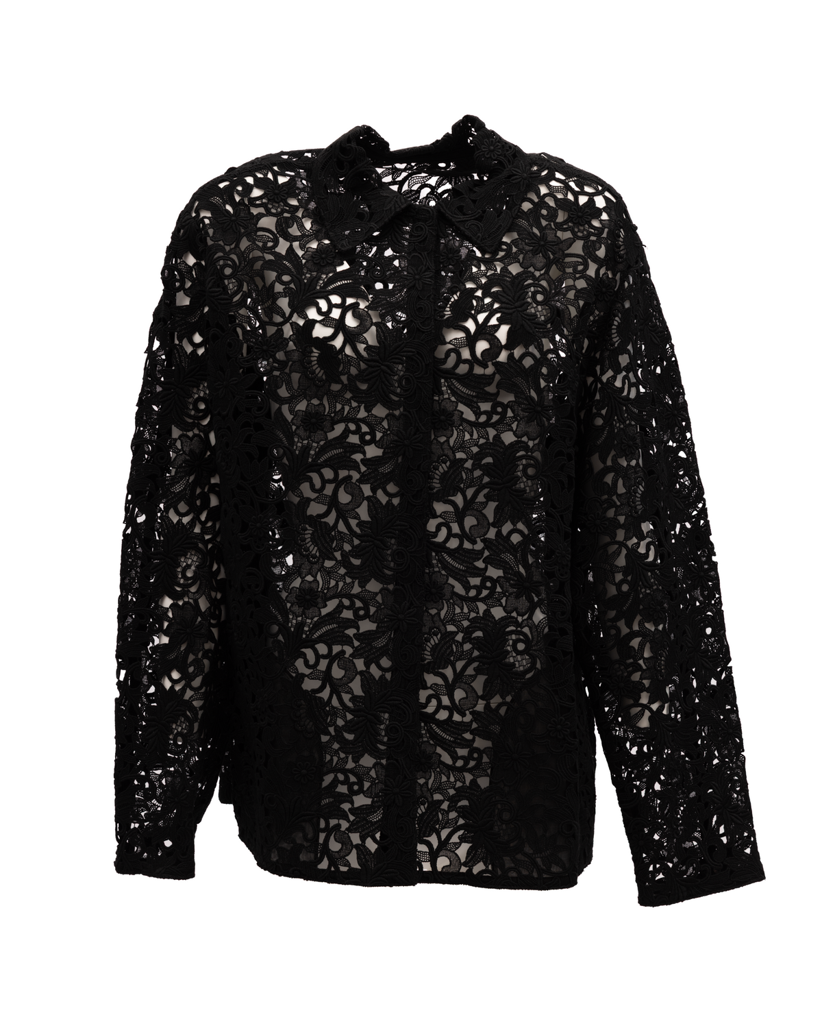 Valentino Garavani Black Floral Lace Shirt