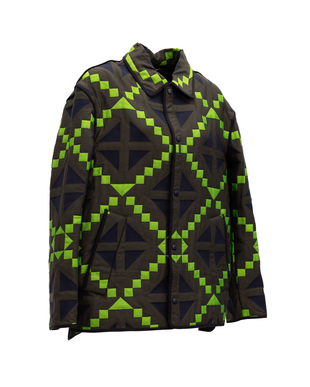 Valentino Garavani Green Geometric Button-Up Jacket