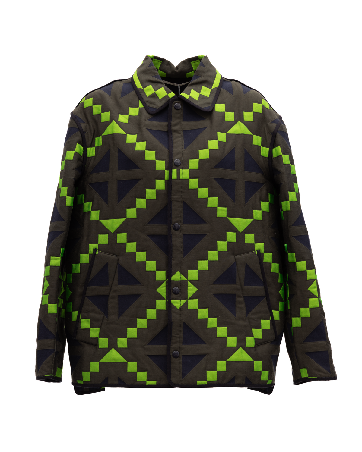 Valentino Garavani Green Geometric Button-Up Jacket