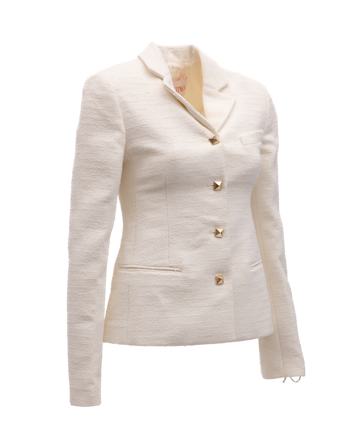 Valentino Garavani Off-White Tailored Blazer with Gold Stud Buttons