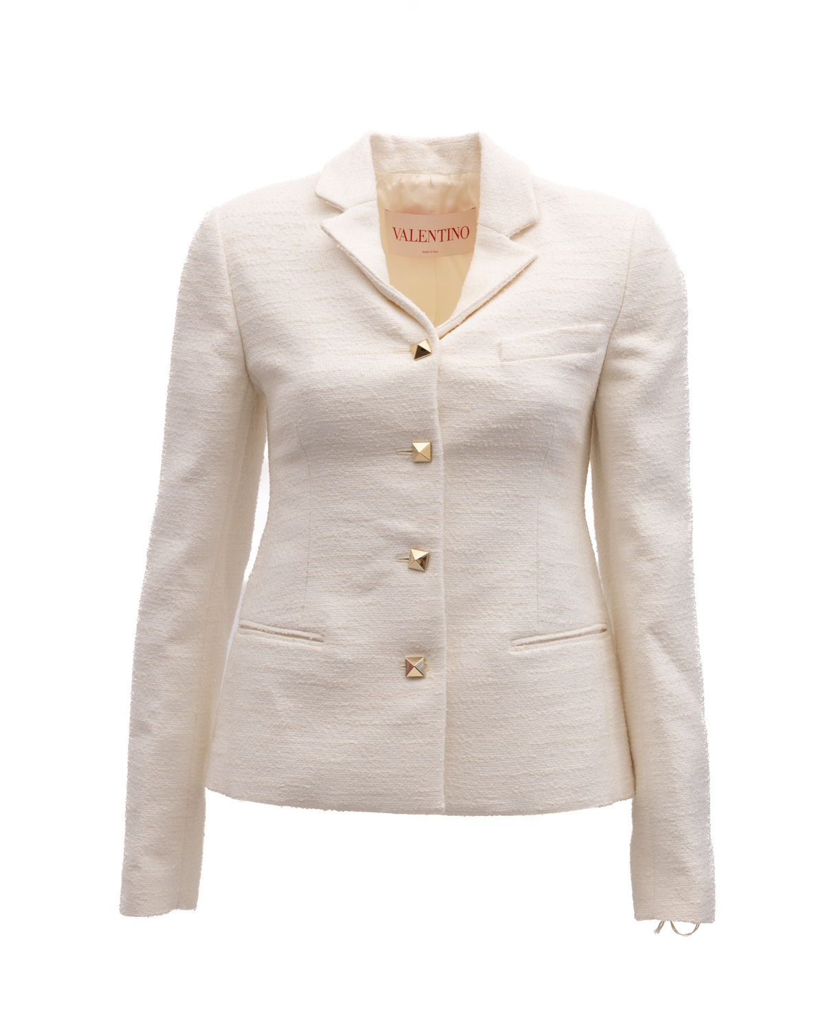 Valentino Garavani Off-White Tailored Blazer with Gold Stud Buttons
