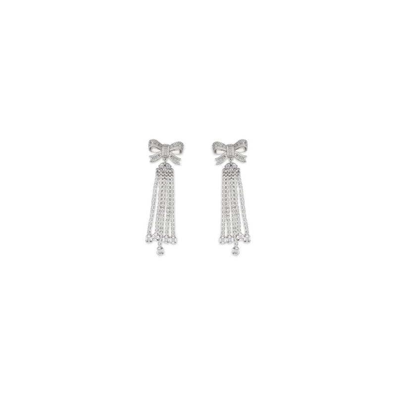 Boucles d'oreilles en laiton argenté Self-Portrait avec cristaux