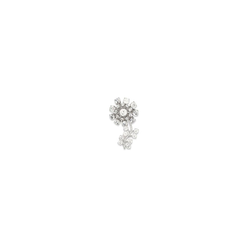 Self-Portrait Silver Brass Flower Brooch with Crystals