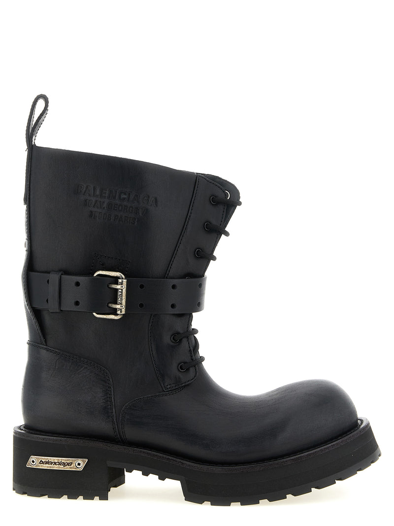 Balenciaga Black Calfskin Venom Bootie Laceup Ankle Boots