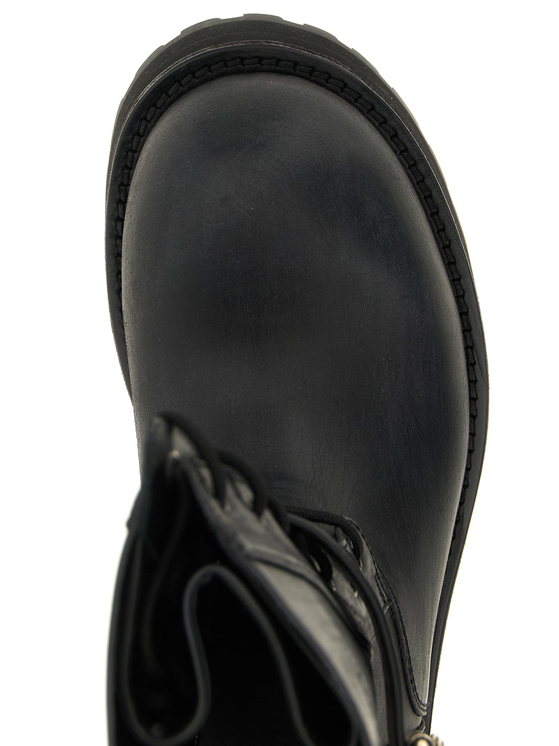 Balenciaga Black Calfskin Venom Bootie Laceup Ankle Boots