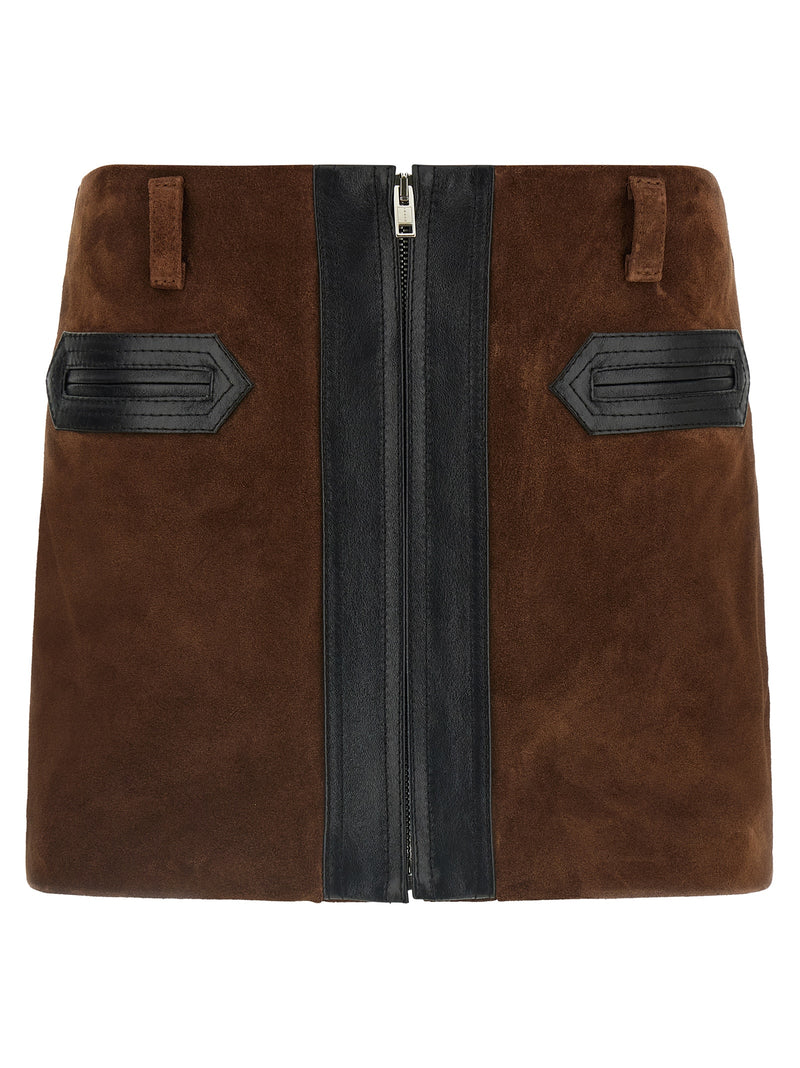 Marni Brown Calfskin Long Skirt for Women