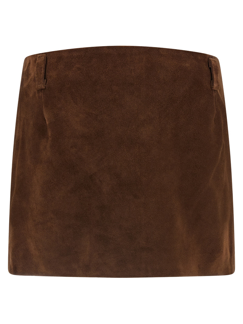 Marni Brown Calfskin Long Skirt for Women