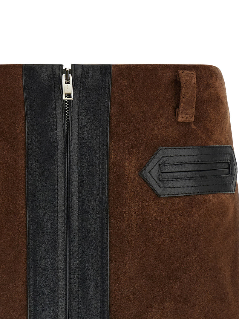 Marni Brown Calfskin Long Skirt for Women