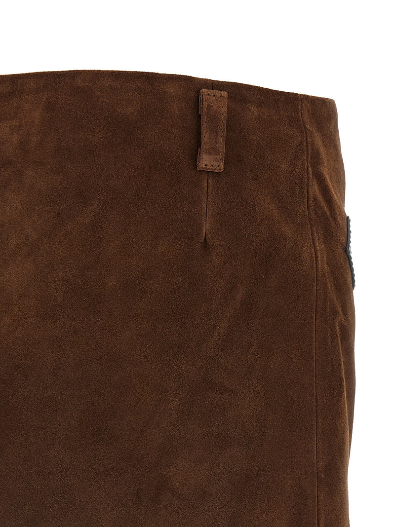 Marni Brown Calfskin Long Skirt for Women