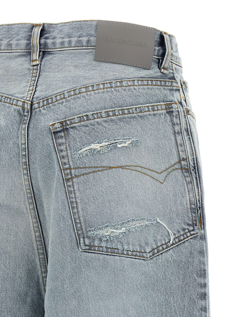Balenciaga Blue Cotton Relaxed Fit Jeans for Women