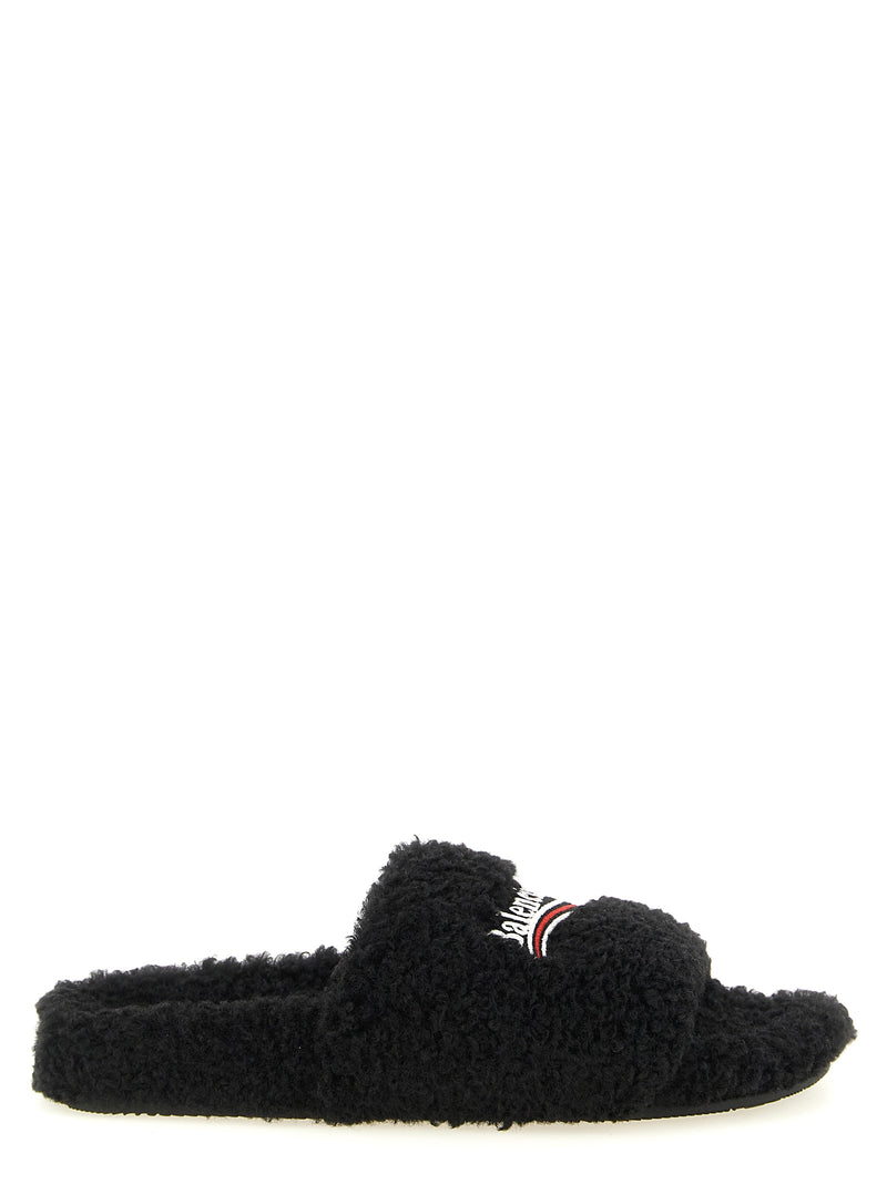 Balenciaga Black Polyester Slides for Women