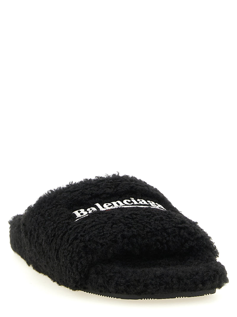Balenciaga Black Polyester Slides for Women