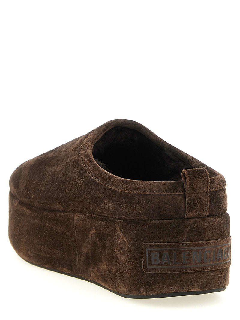 Balenciaga Brown Calfskin Mules - Alaska Platform Slide