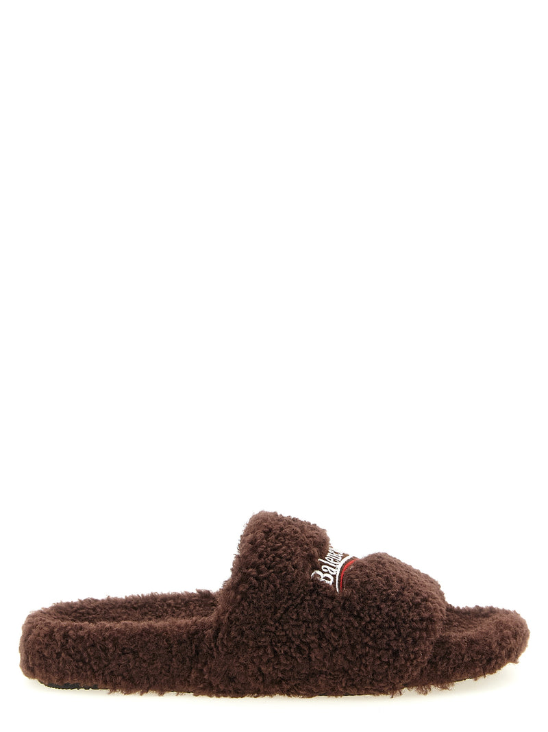 Balenciaga Aperto Brown Polyester Slides for Women