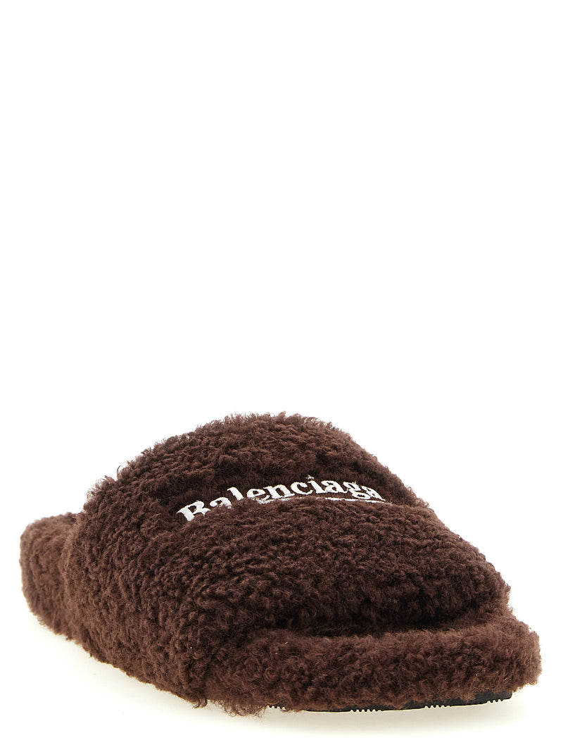 Balenciaga Aperto Brown Polyester Slides for Women