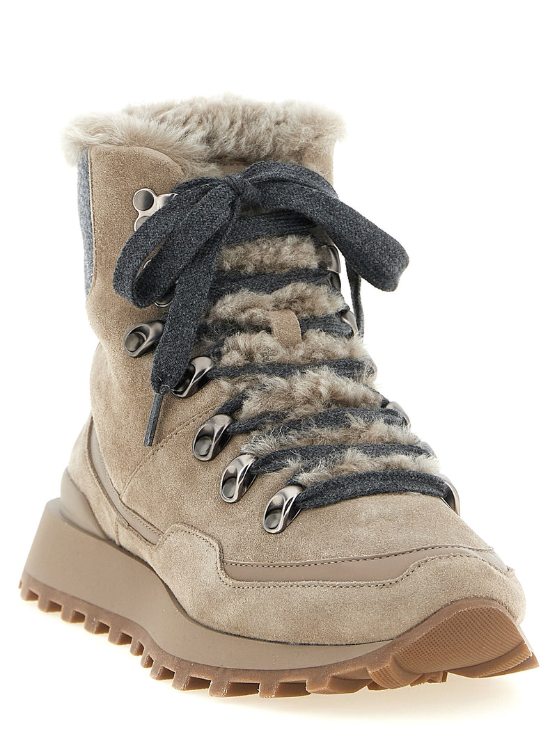 Brunello Cucinelli Beige Calfskin Ankle Boots for Women