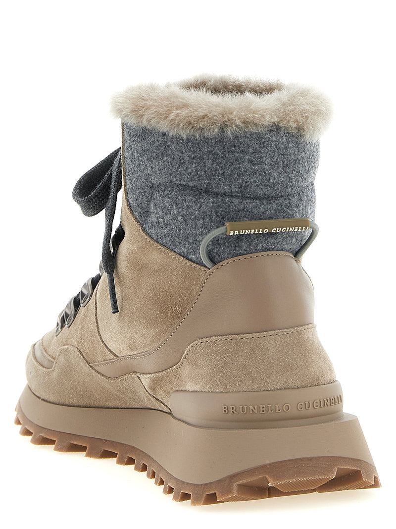 Brunello Cucinelli Beige Calfskin Ankle Boots for Women