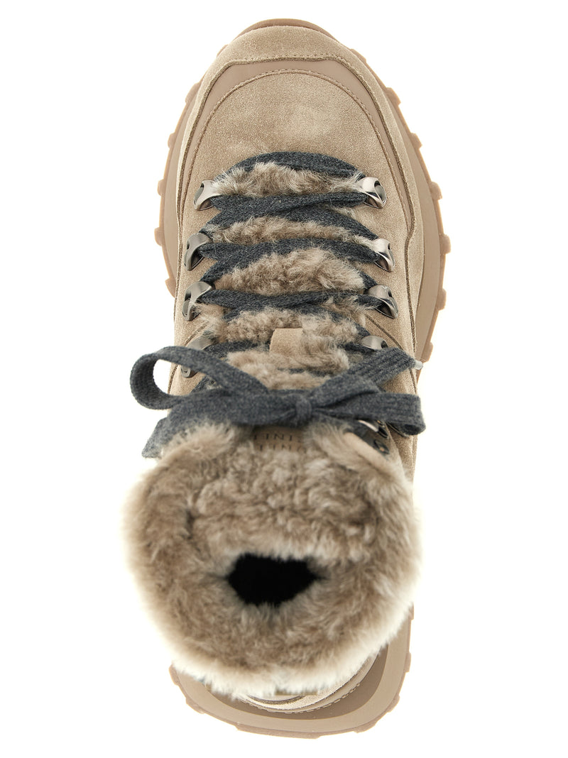 Brunello Cucinelli Beige Calfskin Ankle Boots for Women