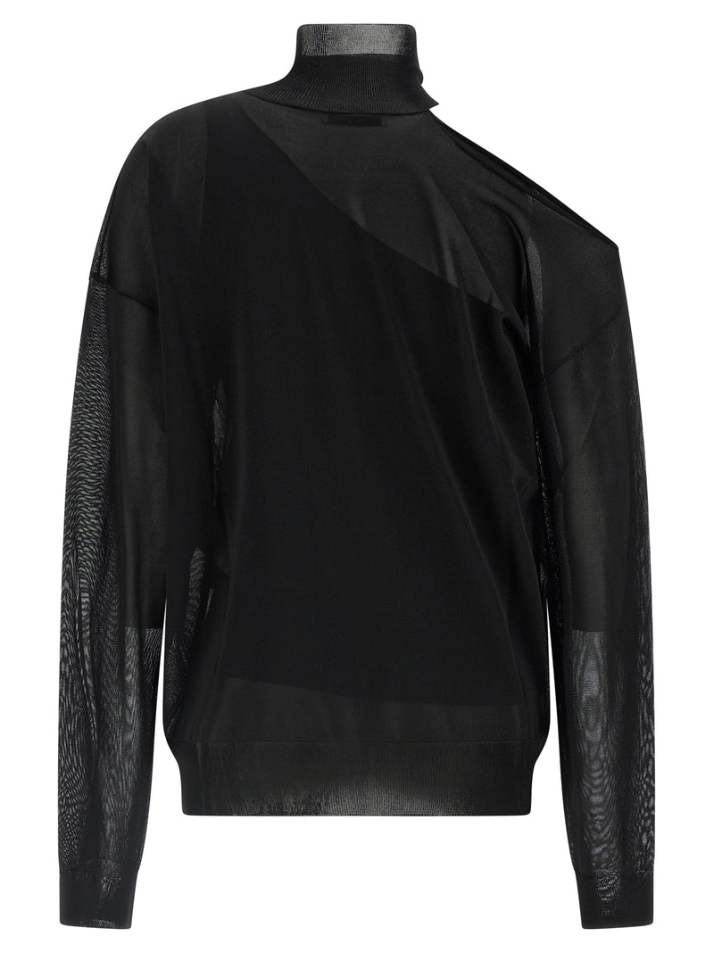 Fendi Black Viscose Cardigan - Asymmetrical Design