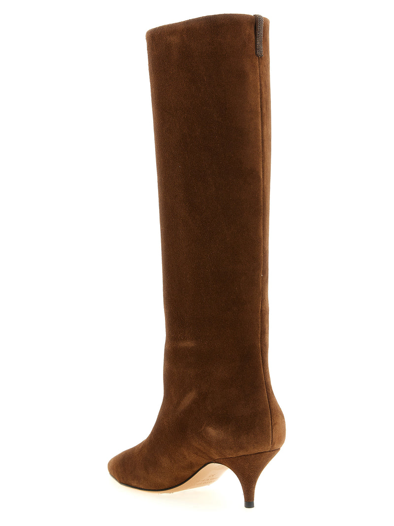 Fabiana Filippi Brown Suede Leather Over The Knee Boots