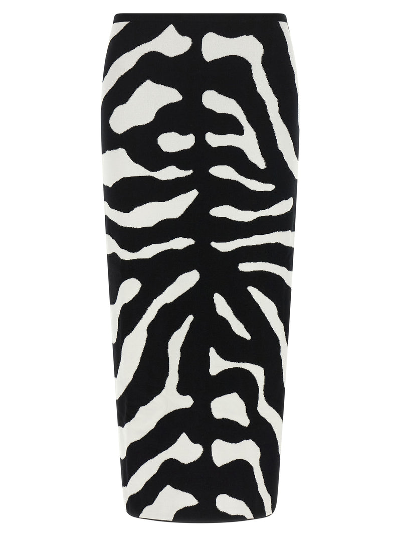 Moschino Bicolor Viscose Midi Skirt - Bold Zebra Print