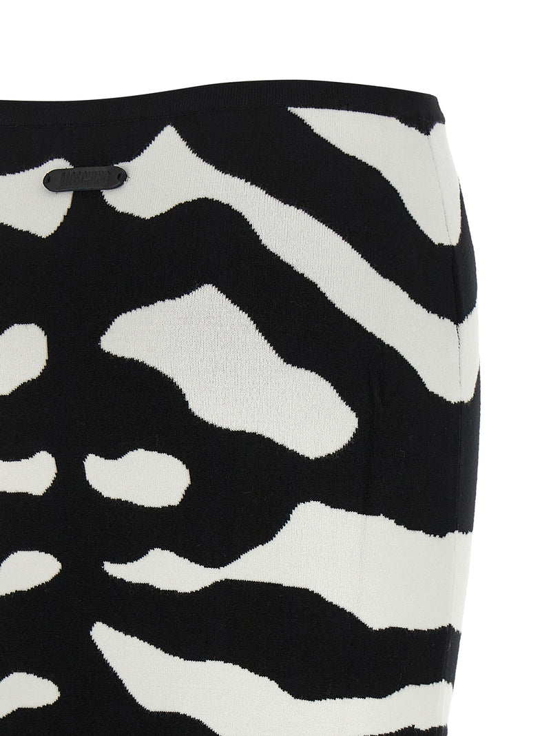 Moschino Bicolor Viscose Midi Skirt - Bold Zebra Print